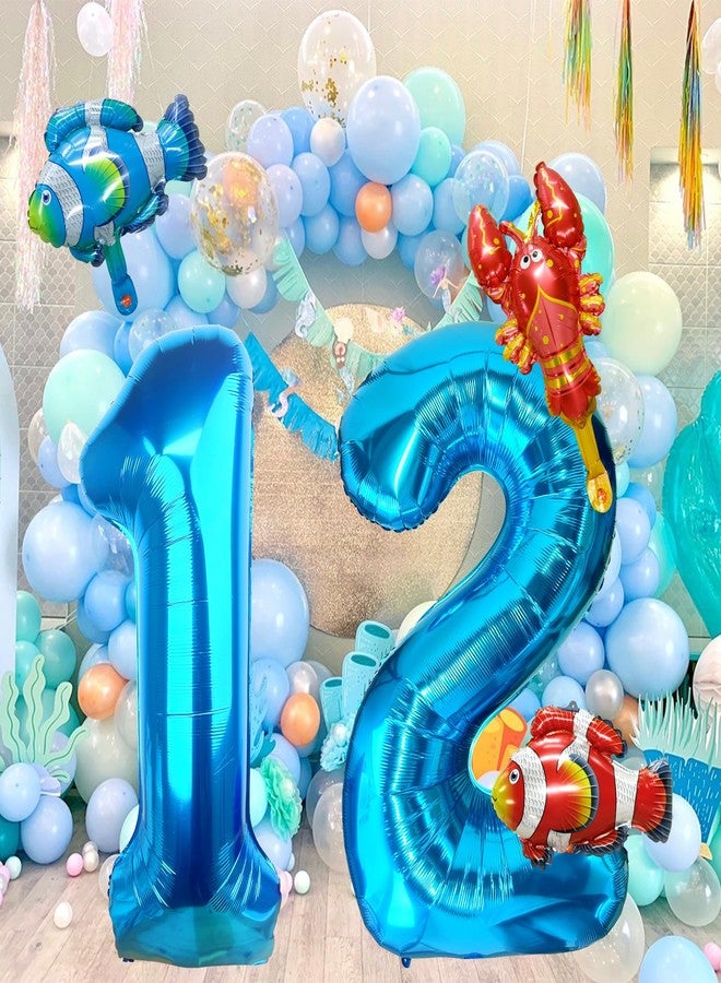 LEBERY 40 Inch Under the Sea Blue Number 1 Balloon, Mini Sea Animal Balloons Ocean Animal Foil Balloon, Fish Crawfish Balloons for Boys Girls Ocean Theme 1st Birthday Baby Shower Party Decoration - Image 3